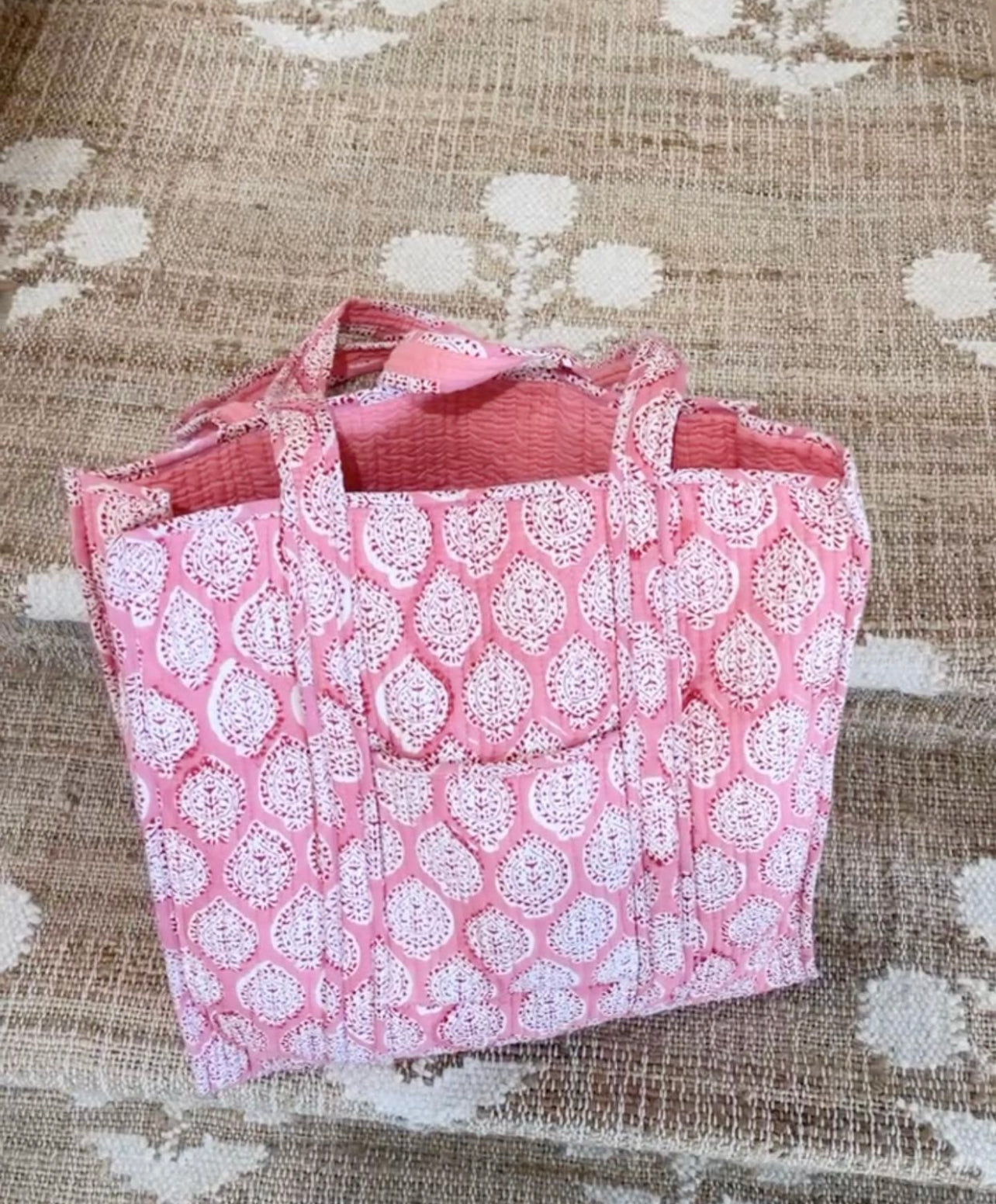 Block Print Tote - Pink