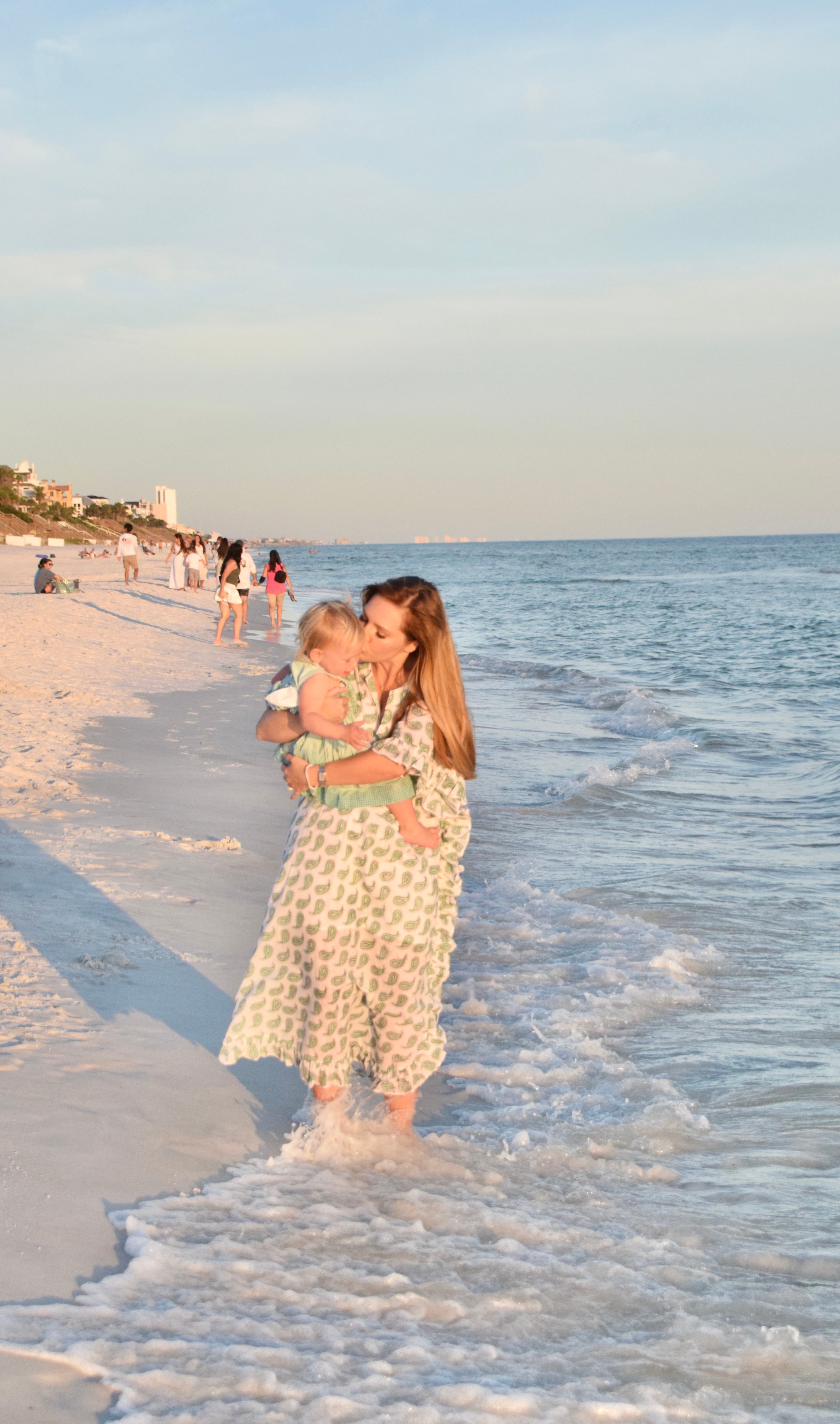Ruffle Caftan - Mint Paisley
